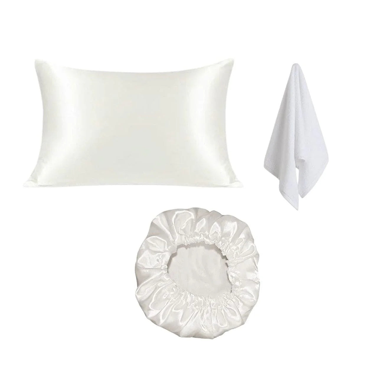 Dal3ni Silk Satin Set ( Bonnet+ Pillowcase+ Cotton Towel)